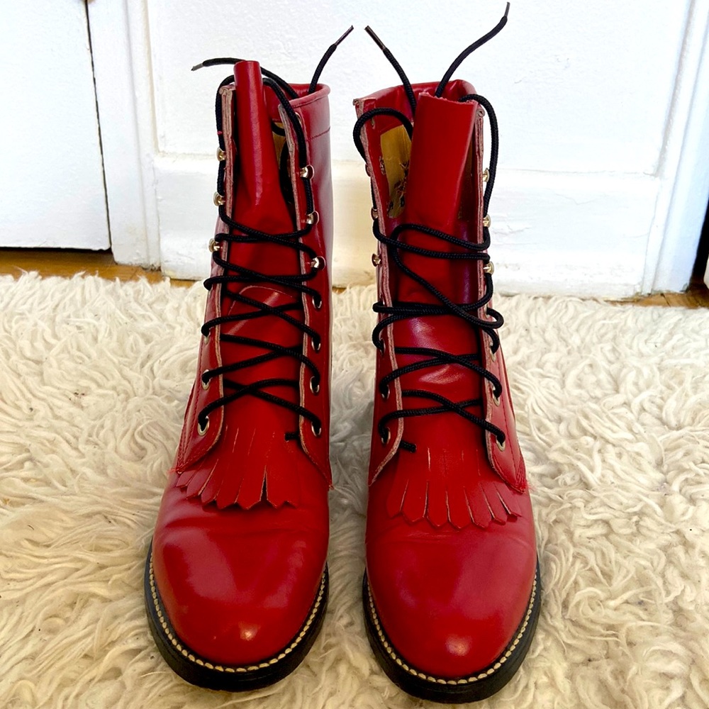 Vintage red leather boots